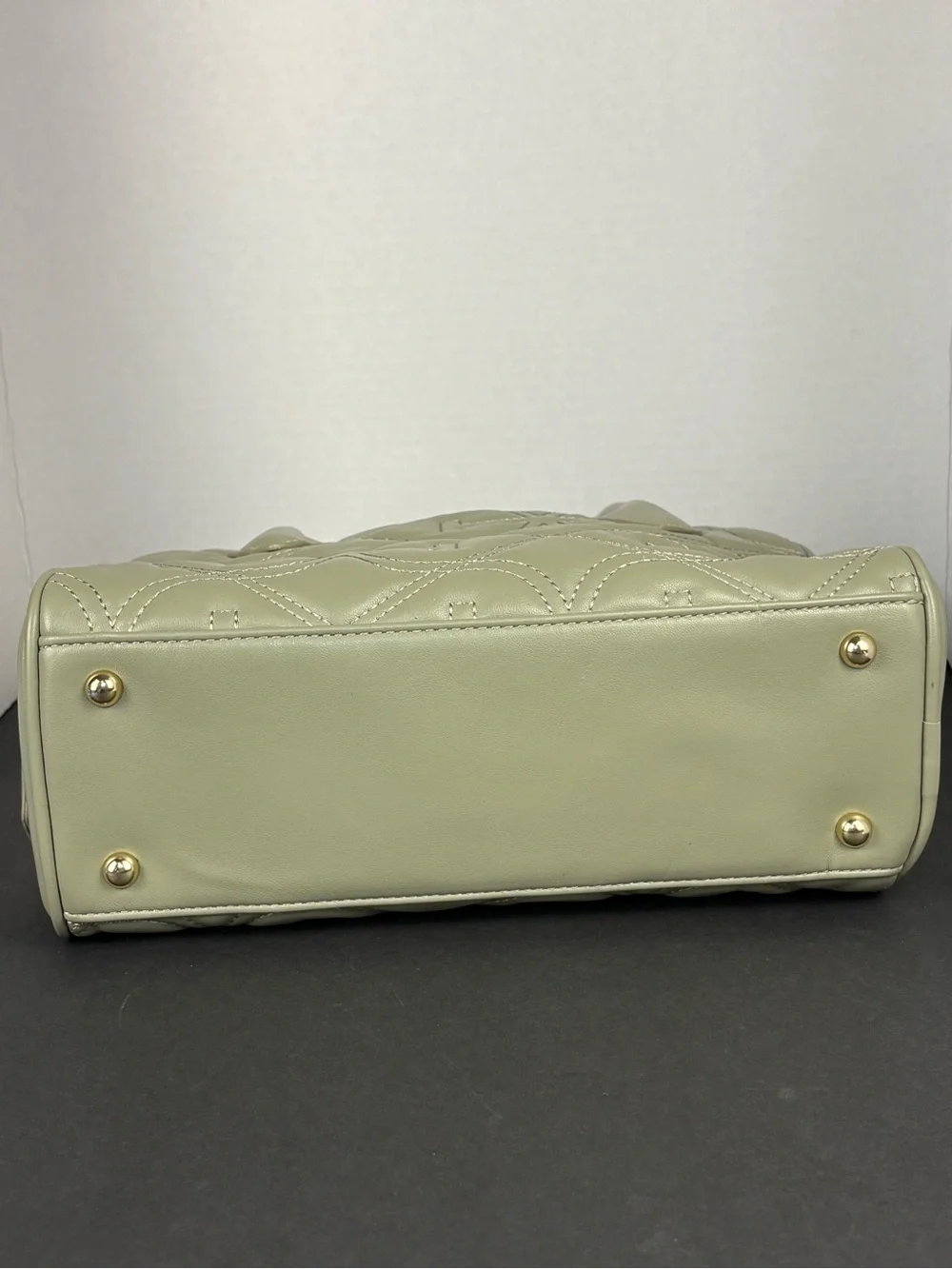 Purse Bag Sage Green Quilted Faux Leather Satchel